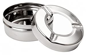 AYURVEDACOPPER Kitchen Delli ASH Tray for Cigarette Stainless Steel Ash Tray with Lid for Home, Office and Bar etc. (Pack of 1)