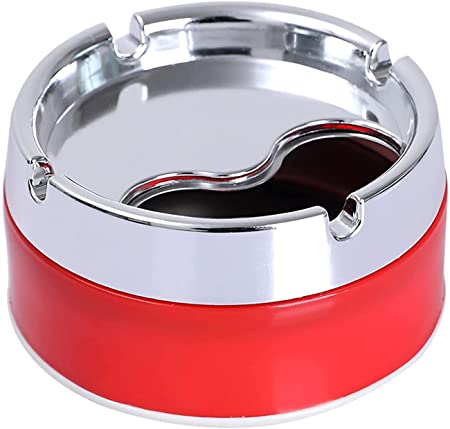 Agavo Plastic and Stainless Steel Windproof Ashtray Rotating Lid Convenient Smokeless Ashtray For Cigarette, Cigar for Home and Office
