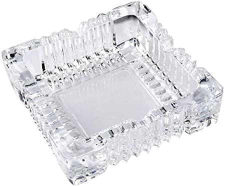 BENTEX Glass Ash Tray For Cigarette, Cigar Smoking For Home, Car, Balcony, Crystal Clear Big Size Square Ash Tray Box, Set of (1)5