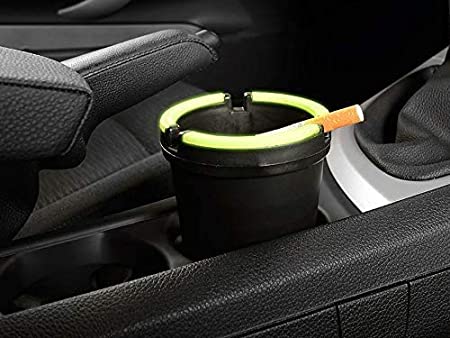 Bluhawk Plastic Ash Tray For Car And Home , Office With Glow In the Dark. (1 Piece) - BLACK1