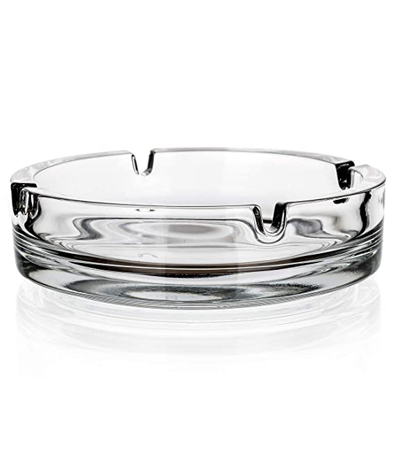 Favola Classic Crystal Quality Heavy Glass Ashtray (Set of 2 Pieces)
