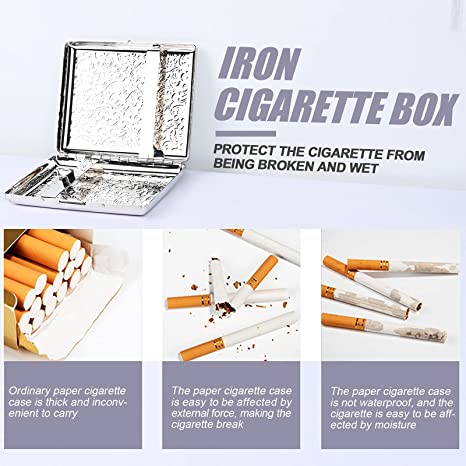GUSTAVE® Metal Cigarette Case - Double Sided Spring Clip Open Cigarette Box for 20 Cigarettes2