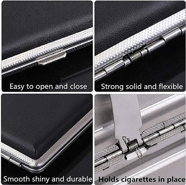 HASTHIP® Cigarette Case King Size for Men Women Holds 20 Cigarettes Case Box Holder Brown Leather Vintage Hard Metal Full Pack 84mm Regular Size2