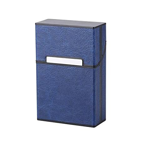 HASTHIP® King Size PU Leather Cigarette Case with Flip Top Closure Pocket Carrying Cigarette Hard Box and Holder for Whole Package Cigarettes 20pcs Design Fancy Style Box (Blue)