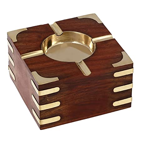 ITOS365 Wooden Decorative Ashtray with Cigarette Storage Case Box Drawer (Large)3