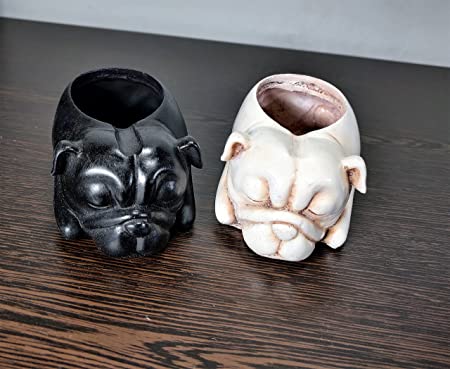 Inara Creation Dog Ashtray Smoking for Home, Office and Bar (Black & Beige) - Set of 21