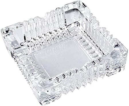 King International Crystal Glass Square Tabletop Ash Tray (9.5cm)