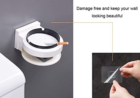 KolorFish Wall Mounted Ashtray Nail Free Cigarette Bin Removable Stainless Steel Ashtray Wall Mounted for Bathroom Toilet Hallway Kitchen Hotel Office Best Gift for Smokers5