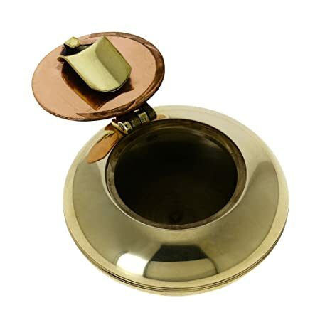 ONLINE GLOBAL STORES Brass Small Cigarette Accessories Brass Metal Pocket Ashtray with Lid Best Gifts Ideas for Adult