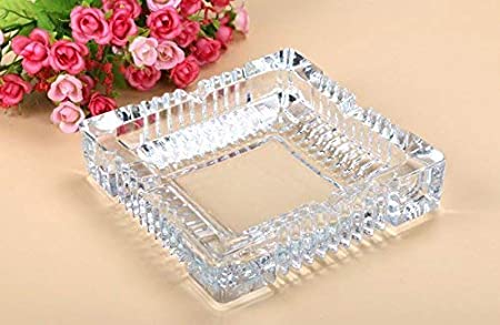 Pure Source India Crystal Clear Glass Ashtray for Cigarette,This Smocking Tray is Big Enough and Premium in Quality,Weight is About 500 Grams