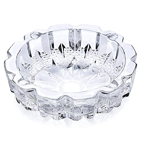 Pure Source India Glass Ashtray Decorative Bowl (Clear_3.5 Inch X 3.5 Inch X 1.1 Inch)