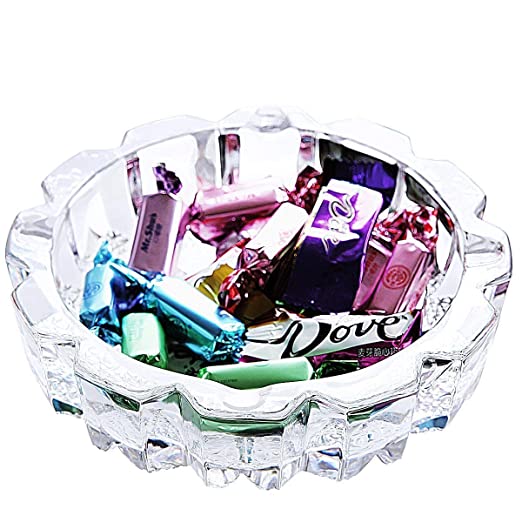 Pure Source India Glass Ashtray Decorative Bowl (Clear_3.5 Inch X 3.5 Inch X 1.1 Inch)1