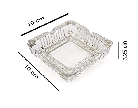 Pure Source India Glass Ashtray Glass Bowl for Decoration (Clear_3.5 Inch X 3.5 Inch X 1.1 Inch)1