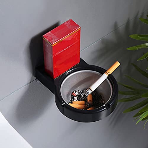 SHIDHMI Cigarette Ashtray Big Size Round Rotating Stainless Steel, Plastic Ashtray, Wall- mounted Waterproof Wall Hanging Ashtray with Suction Cup for Home Bathroom Office Toilet5