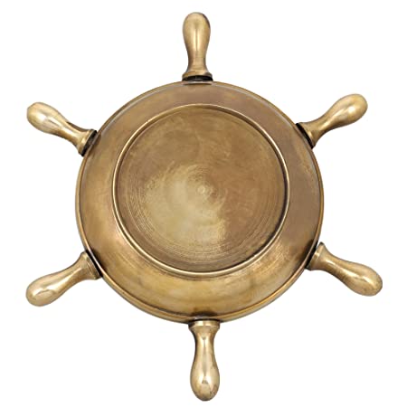 Shalinindia Brass Wheel Design Ashtray (Gold_5 Inch X 5 Inch X 0.7 Inch)4