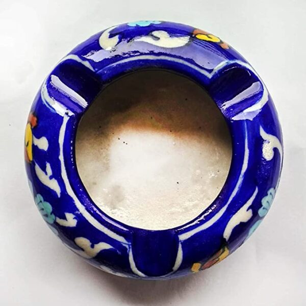 Shiv Kripa Blue Pottery Pottery Decorative Ceramic Ashtray (Blue)1