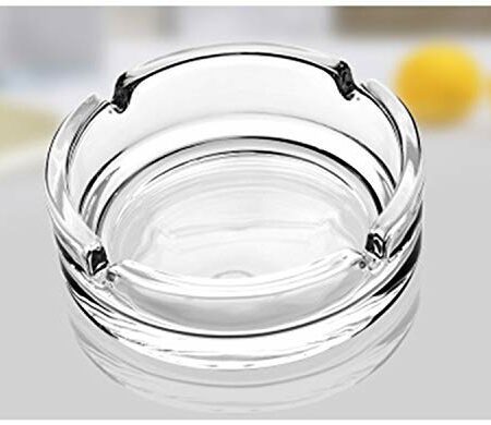 SkyKey Imported Glass Crystal Clear Round Ashtray Set (Transparent)