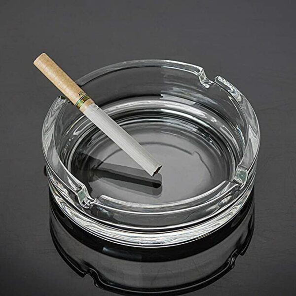 Star Work Ashtray Glass Round Cigar Cigarette Table top Ash Tray Indoor Outdoor Home Decor Set of (1)1