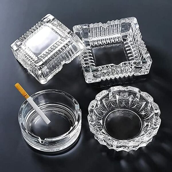 Star Work Ashtray Glass Round Cigar Cigarette Table top Ash Tray Indoor Outdoor Home Decor Set of (1)6