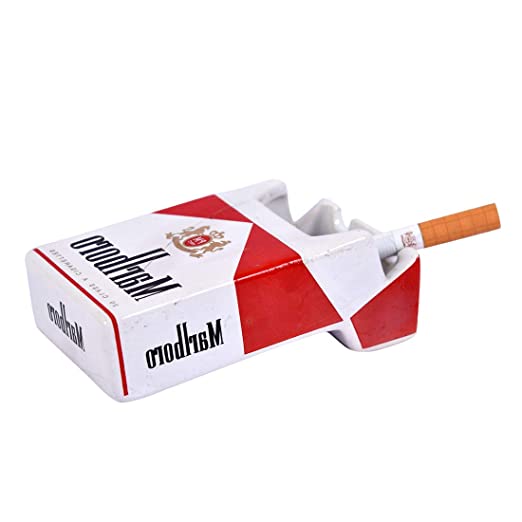 UMHISHOP Marlboro Ceramic Cigarette Ashtray for Home, Car or Office (Marlboro Red) (4x2.4x1.6-inch)2