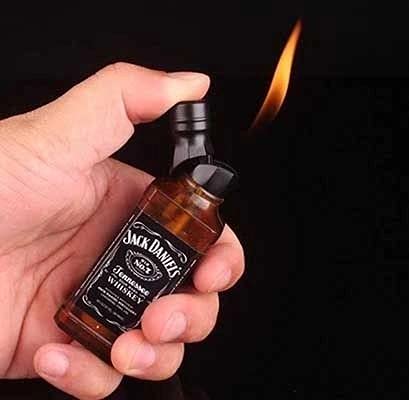 WBD Bottle Shape Cigarette Lighter Butane Gas Flame Pocket Lighter Pocket Lighter (Black)