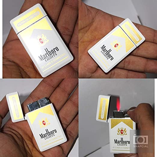 WBD MALBORO Printed White Metal Body Jet Flame Windproof Refillable Cigarette Lighter1