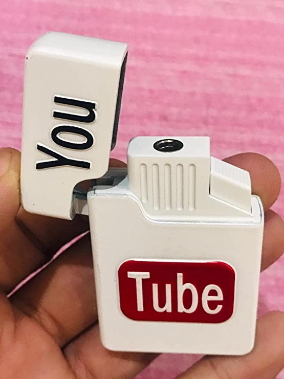 WBD Premium Look You Tube Logo Cigarette Lighter for Youtubers (White)1