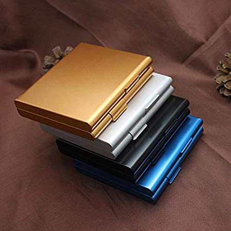 XuBa Men Aluminum Pocket Storage Case for 20 Cigarette Holder Flip Open Container Black Interesting3