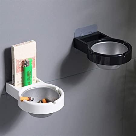 store Naiderv Wall Mounted Portable Ashtray Cigarette Storage Rack with Hook (Black and White) - 2 Pieces3