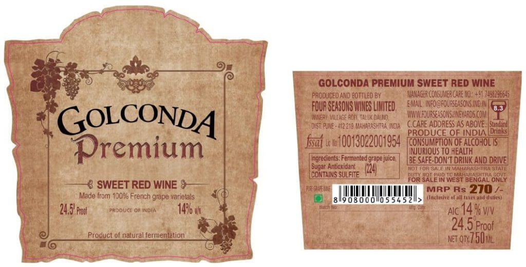 GOLCONDA PREMIUM SWEET RED WINE Online Liquor Store Buy Now