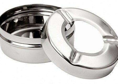 AYURVEDACOPPER Kitchen Delli ASH Tray for Cigarette Stainless Steel Ash Tray with Lid for Home, Office and Bar etc. (Pack of 1)