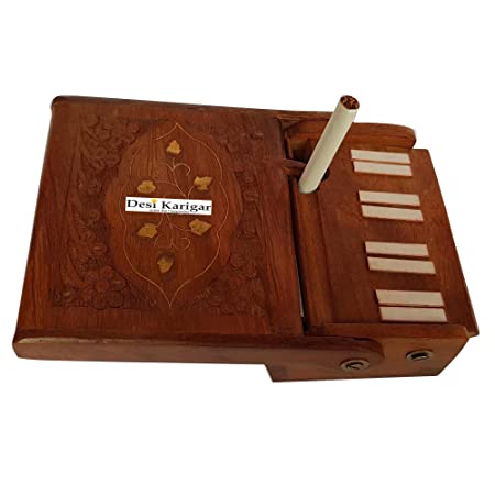 Desi Karigar Antique Piano Shaped Wooden Cigarette Dispenser3