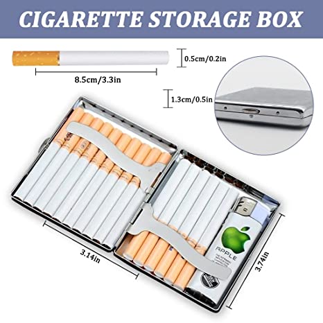 GUSTAVE® Metal Cigarette Case - Double Sided Spring Clip Open Cigarette Box for 20 Cigarettes1