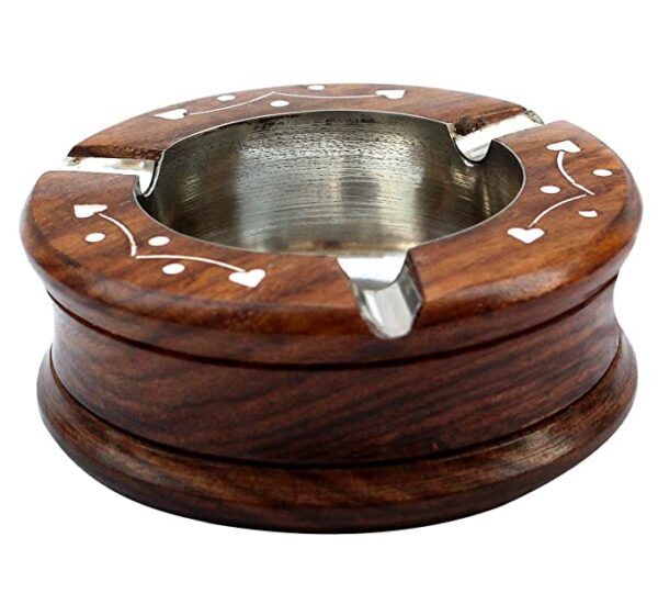 ITOS365 Wood Cigarette Ashtray (Brown_3.7 Inch X 3.7 Inch X 0.9 Inch)1