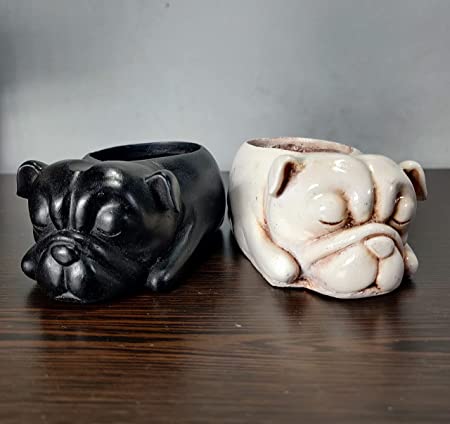 Inara Creation Dog Ashtray Smoking for Home, Office and Bar (Black & Beige) - Set of 22