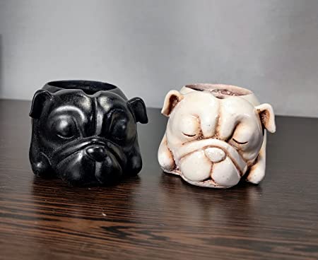 Inara Creation Dog Ashtray Smoking for Home, Office and Bar (Black & Beige) - Set of 23