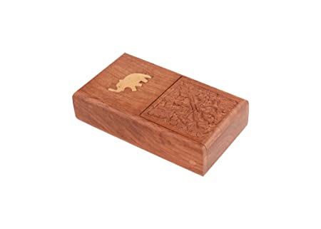 KESHA SPREE Rosewood Sheesham Wood Pocket Cigarette Case Holder Stand (4.75 x 2.75 x 1.25 inch, Brown), Perfect to Keep 10 Cigarettes