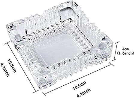 King International Crystal Glass Square Tabletop Ash Tray (9.5cm)2