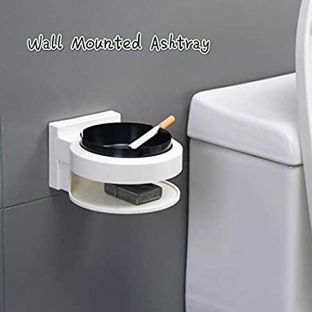 KolorFish Wall Mounted Ashtray Nail Free Cigarette Bin Removable Stainless Steel Ashtray Wall Mounted for Bathroom Toilet Hallway Kitchen Hotel Office Best Gift for Smokers1