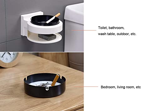 KolorFish Wall Mounted Ashtray Nail Free Cigarette Bin Removable Stainless Steel Ashtray Wall Mounted for Bathroom Toilet Hallway Kitchen Hotel Office Best Gift for Smokers3