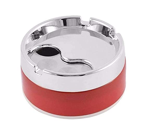 LAGET® Revolving Plastic and Stainless Steel Windproof Ashtray Rotating Lid Convenient Smokeless Ashtray for Cigarette, Cigar for Home and Office(Pack of 1, Multicolor)3