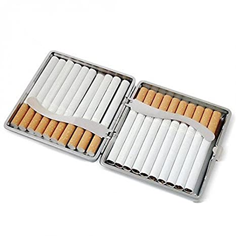 My home Leather Alloy PU Cigarette Case Box Metal Holder for 20 Pieces Cigarette (Black)3