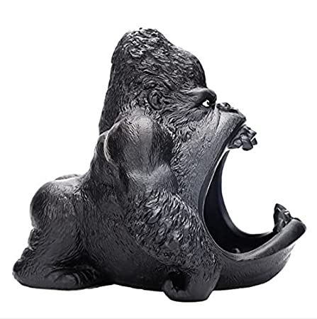 Resin Gorilla Polyresin Ashtray , Figurines for Bar Accessories, Smoking Room Decor for Smokers (Dark Black)1