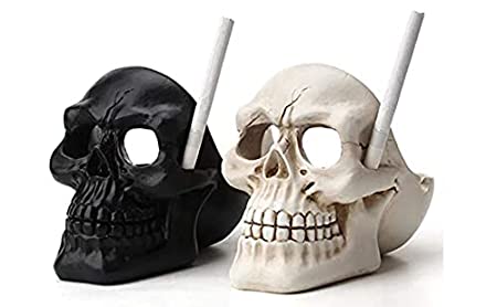 Resin Human Skull Ashtray Home Ornaments for Scary Halloween Decorations, Decorative Skulls, Skeletons Figurines for Bar Accessories, Smoking Room Decor for Smokers (Combo)1