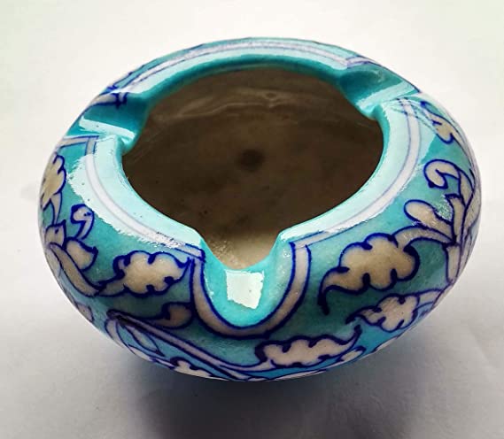SHIV KRIPA Ceramic Pottery Ash Tray (Blue)
