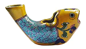 Shiv Kripa Blue Pottery Ceramic Traditional Handcrafted Decorative Pottery Fish Ash Tray (Blue)