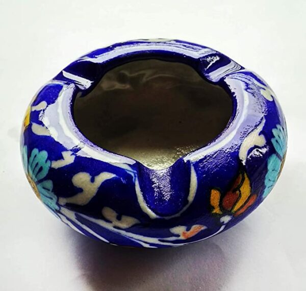 Shiv Kripa Blue Pottery Pottery Decorative Ceramic Ashtray (Blue)