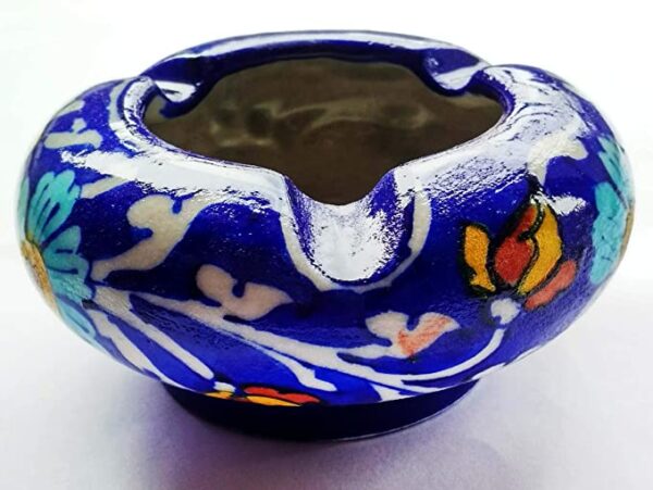 Shiv Kripa Blue Pottery Pottery Decorative Ceramic Ashtray (Blue)2