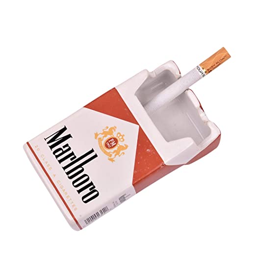 UMHISHOP Marlboro Ceramic Cigarette Ashtray for Home, Car or Office (Marlboro Red) (4x2.4x1.6-inch)