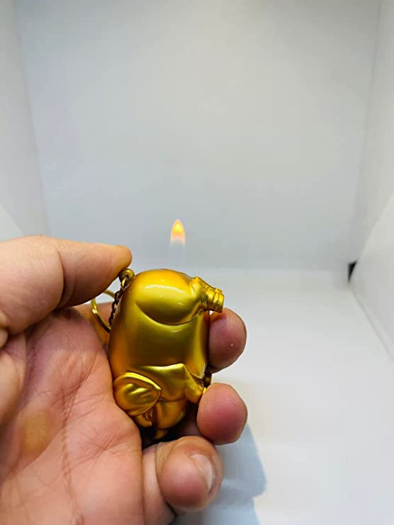 WBD Antique and Stylish Cigarette Lighter ( Pig Style Yellow Colour)2